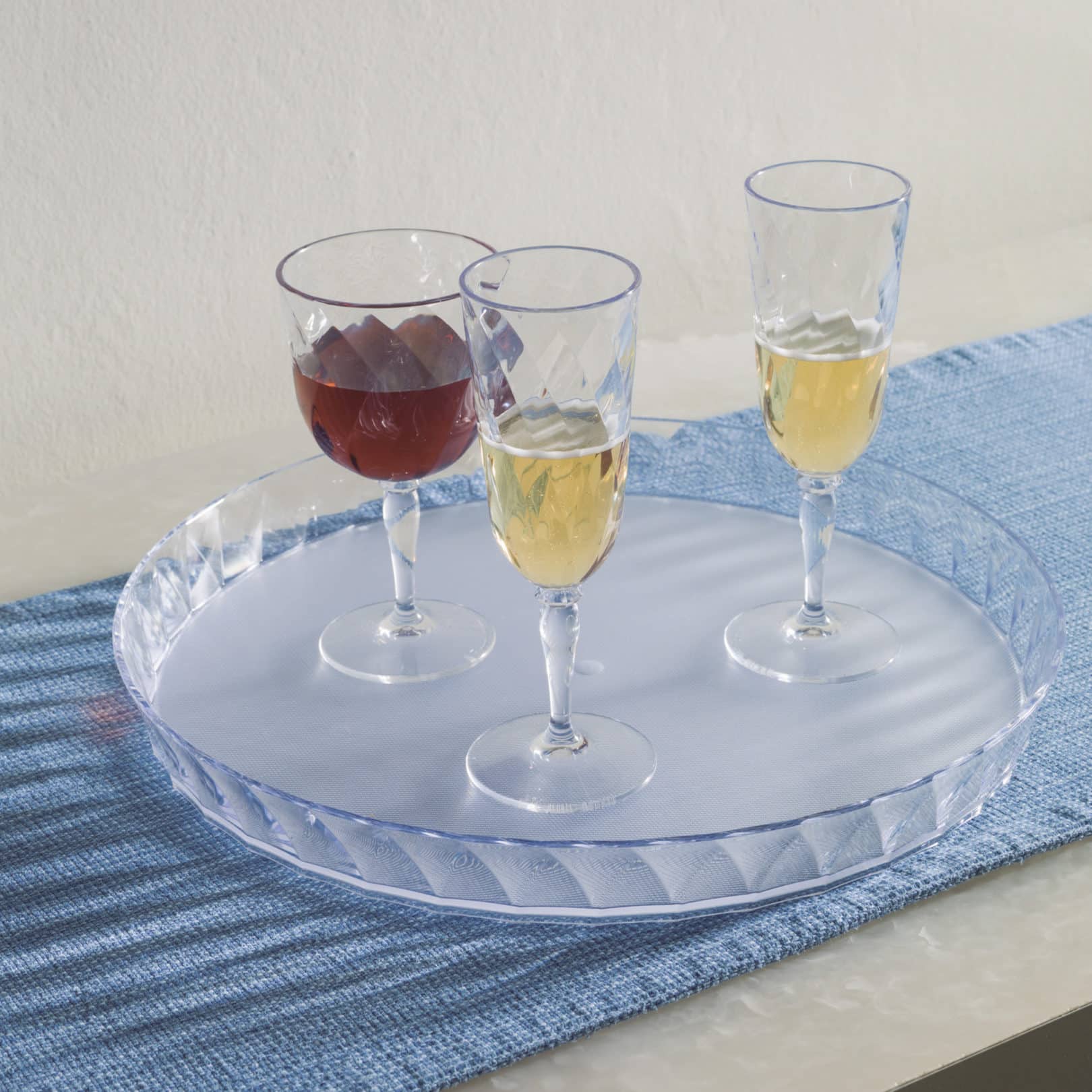 diamond goblet flute tray clear