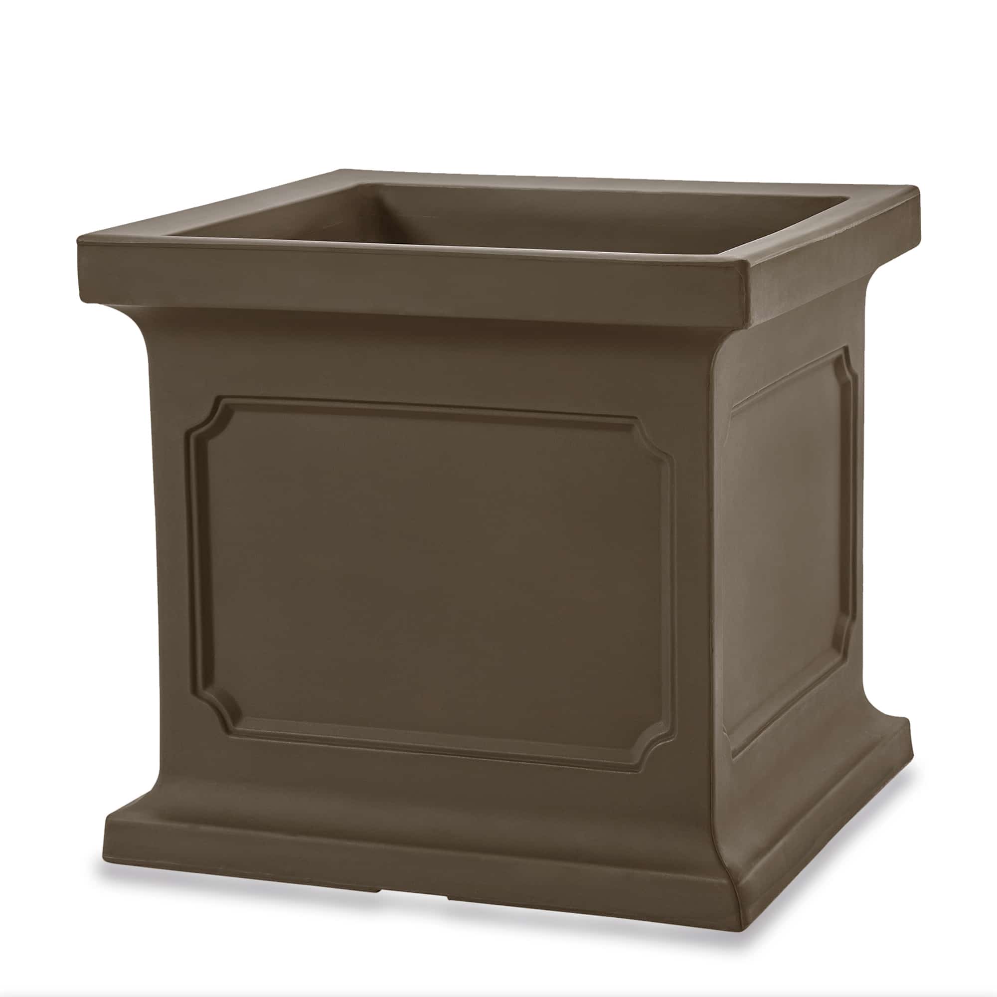 estate square planter in mocha brown