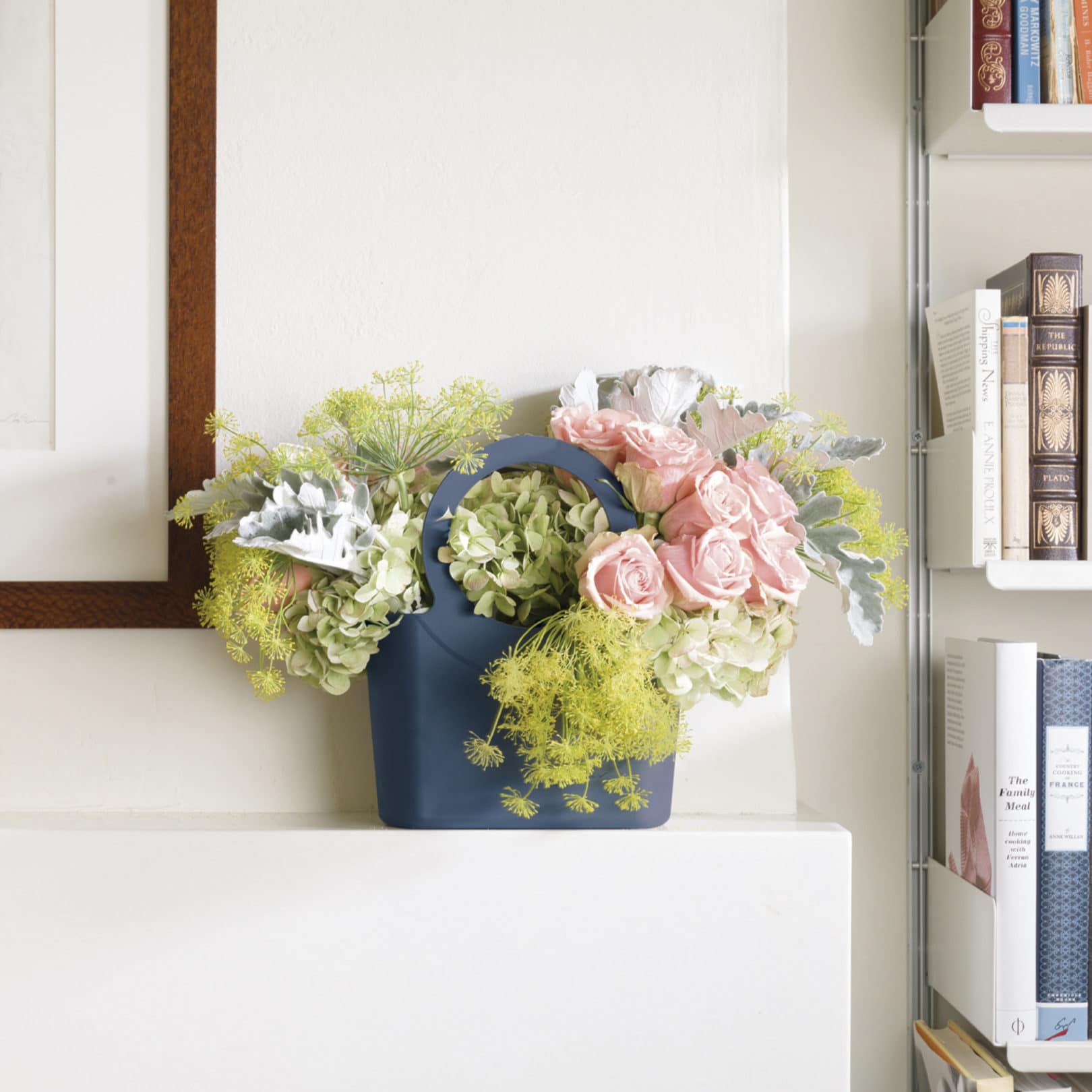 flower arrangement in gabrielle bag