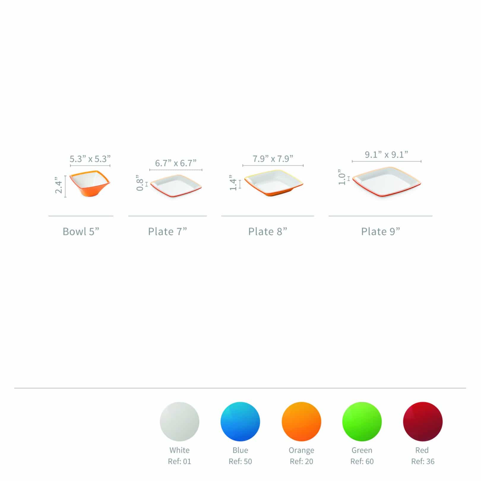 Quadro Plates and Bowl Specifications