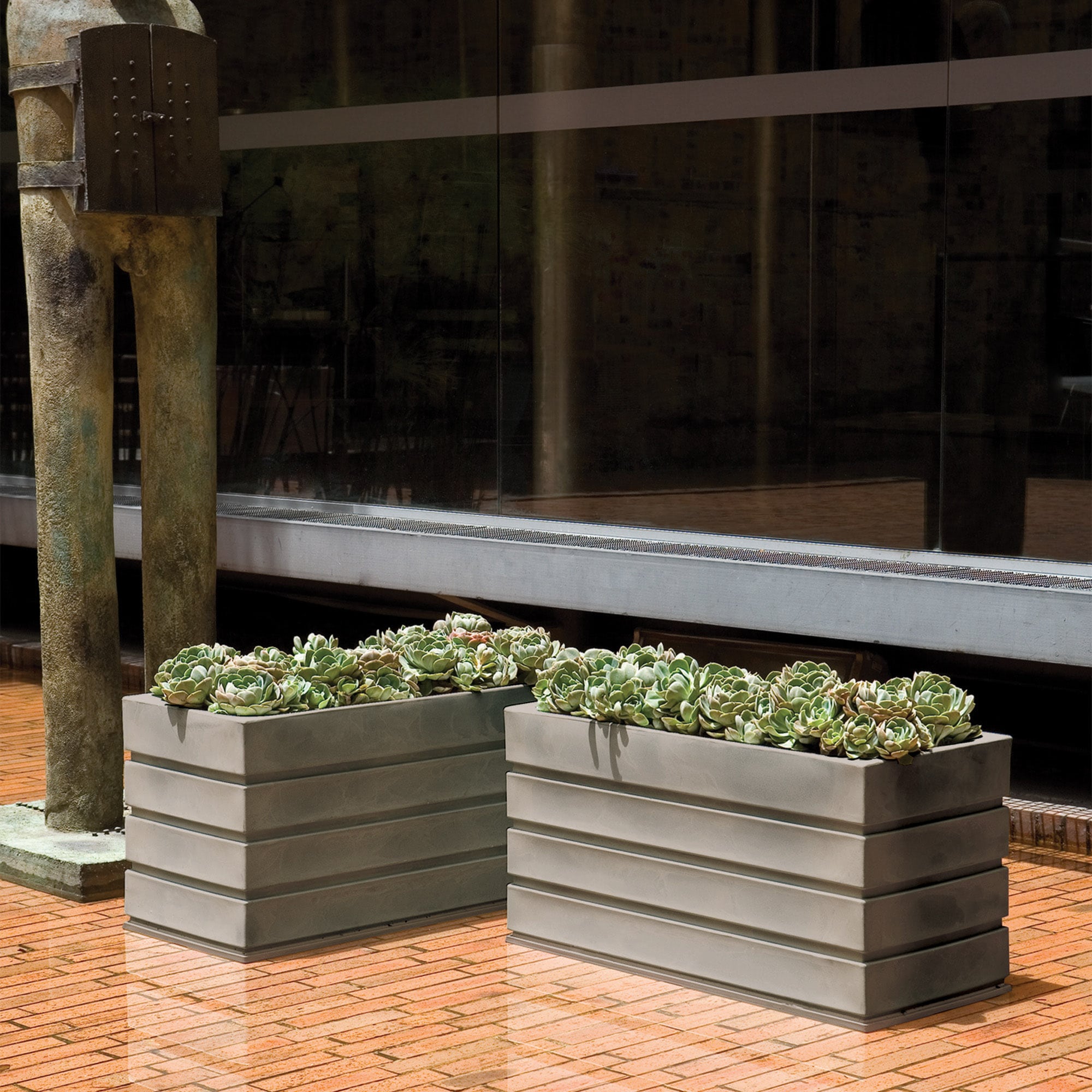 Grey Rectangular Planter